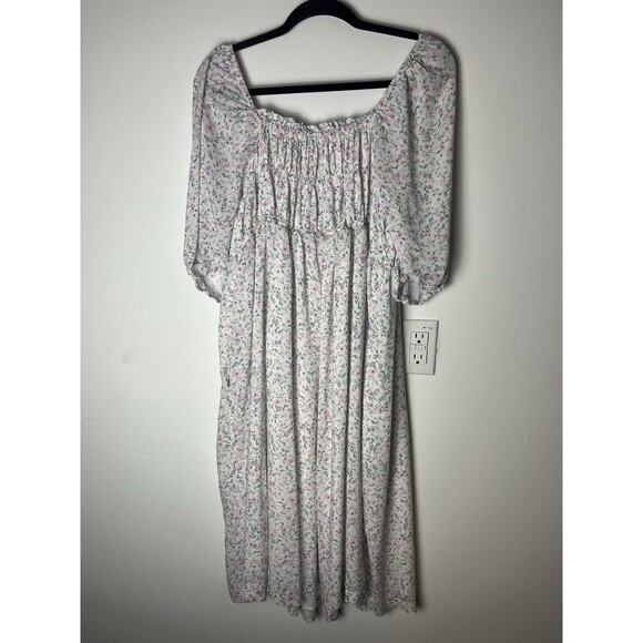 Ever New Curve Maxi Floral White Dress Puff Sleeve Cottagecore Grandma Prairie - Picture 5 of 7